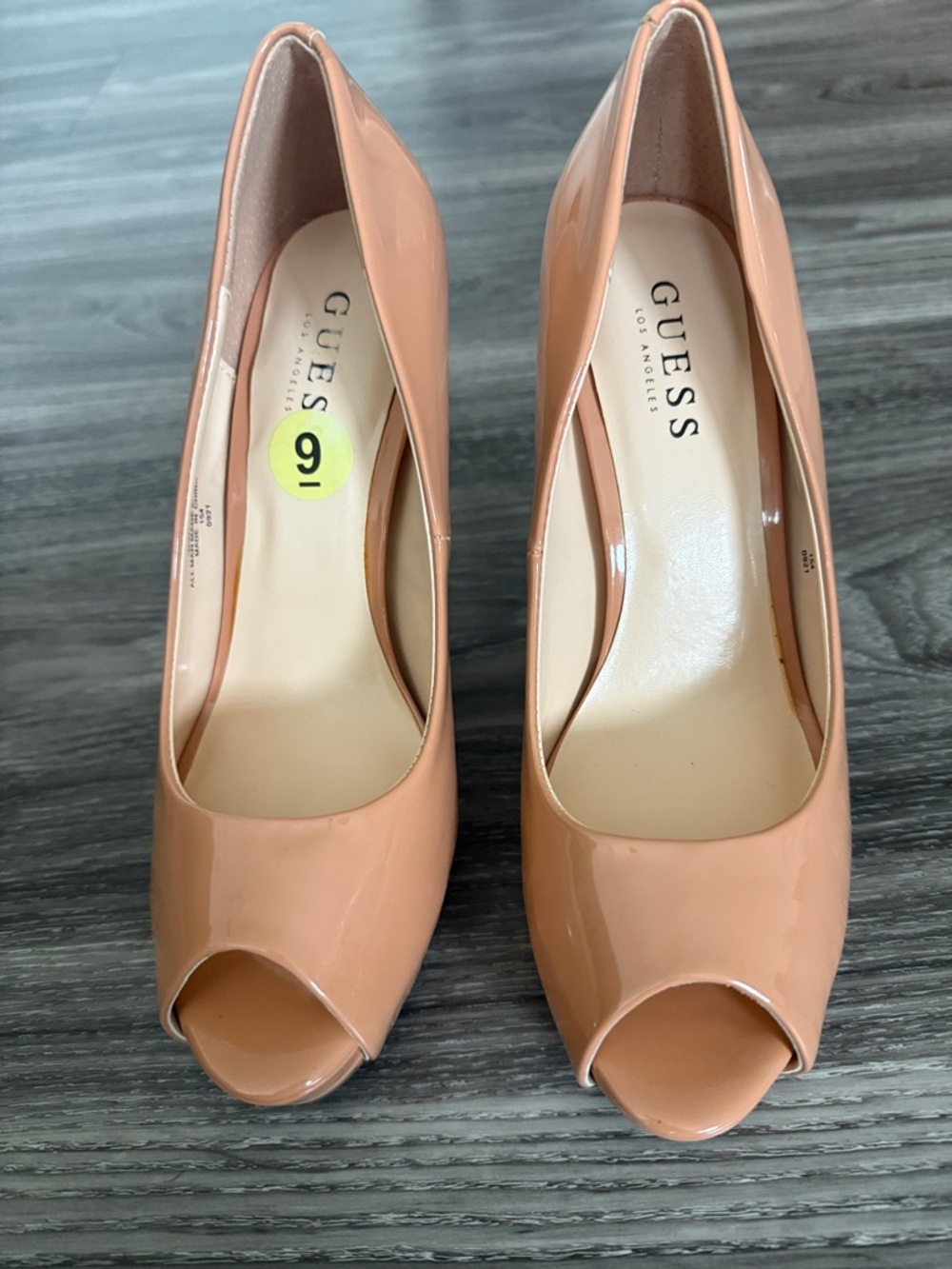 GUESS Blush Patent Peep-Toe Pumps